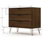 Manhattan Comfort - Rockefeller ensemble de commodes de chambre à coucher style milieu du siècle - brun - ensemble de 3-Recommandé pour un téléviseur jusqu'à 65 pouces