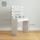 HOMCOM Makeup Vanity Desk with Lighted Mirror and Charging Station - 31.5" L x 15.7" W x 53.1" H - White-Two drawers and three compartments simplify item categorization 