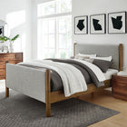 Modway Maven Full Size Fabric Upholstered Platform Bed - Wheat Walnut-Heathered Weave Fabric