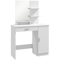 HOMCOM - Coiffeuse avec miroir - 35,4 po L x 15 po l x 54,3 po H - blanc-Un miroir clair rend votre maquillage plus pratique 