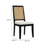 Modway Arlo Faux Rattan and Wood Dining Side Chairs - Black/Natural/Heathered Weave Ivory - 2 Pack-Heathered Weave Fabric Upholstery