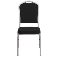 Flash Furniture HERCULES Series Crown Back Stacking Banquet Chair in Black Fabric - Silver Frame-Multipurpose Banquet Chair