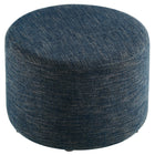 Modway Callum Large 23" Round Woven Heathered Fabric Upholstered Ottoman - Heathered Weave/Azure-Weight Capacity: 506 lbs.