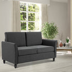 HOMCOM - Canapé loveseat 56 po avec pieds en bois - gris foncé-Revêtement en lin facile à nettoyer avec un coussin en mousse moelleuse pour un confort optimal 