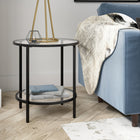 Hudson&Canal - Table d'appoint ron Sivil 50 cm de largeur avec étagère en verre - Bronze noirci-Comprend un plateau et une étagère en verre trempé durables