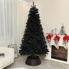 HOMCOM 7.5' Artificial Christmas Tree with Auto Open - Steel Base - Black-Quick and easy setup with hinge construction and section design, about 35-45 min 