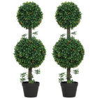 HOMCOM - Arbres topiaires artificiels en buis 3 pi - vert - lot de 2-Recevez un ensemble de deux arbres, idéal pour créer une décoration équilibrée et symétrique 
