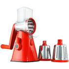 Nutrislicer Rotary Cheese Grater, Vegetable Chopper and Kitchen Slicer-Nutrislicer rotary grater slicer for vegetables and fruits includes: 1x Nutrislicer rotary veggie fruit cheese spiralizer with suction base 1x stainless steel slicing blade 1x stainless steel shredding blade 1x stainless steel grating blade