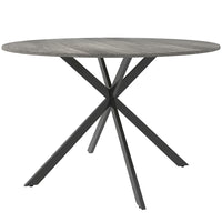 HOMCOM 47" Round Dining Table with Steel Legs - Grey Wood Grain and Black-Rustic wood-look top and black cross legs exude an industrial charm
