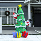 HOMCOM 7' Inflatable Christmas Tree with Santa Claus Decoration-5 ground stakes, 2 drawstrings and 2 sandbags ensure the stability and sturdy standing 