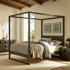Modway Alva Queen Wood Canopy Platform Bed - Smoked Oak-Built-in Wood Headboard