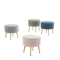 Manhattan Comfort Bailey 18.11" Mid-Century Modern Ottoman - Blue, Grey, Oatmeal, Sage Green with Gold Legs - 4 Pack-Mid-Century Modern Ottoman Perfect for Living Room Use