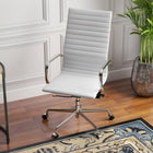 Plata Import - Antoni Chaise de Bureau Rembourrage en Cuir Cadre en Métal à Dossier Haut, Blanc-Style moderne à dossier haut