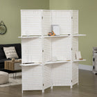 HOMCOM 4 Panel Freestanding Room Divider with Shelves for Indoor Bedroom Office - White-Wooden frame for a strong foundation
