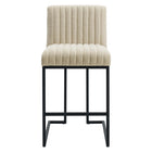 Modway Indulge Channel Tufted Fabric Counter Stools - Beige - Set of 2-8