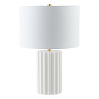 Hudson&Canal - Lampe de table haute Seren 23" avec abat-jour en tissu - Blanc mat/laiton/blanc-Design moderne et contemporain pour votre salon, espace de travail ou table de chevet