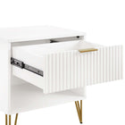 Manhattan Comfort DUMBO 20.07" Modern 1-Drawer Nightstand - White-Stylish Splayed Gold Metal Legs Adding Seamless Fashion Design and Durability