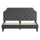 Flash Furniture - Lit plateforme Brighton très grand touffeté en tissu gris foncé-Garniture à tête de clou argenté