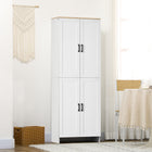 HOMCOM 67" H 4-Door Kitchen Pantry Cabinet with Adjustable Shelves - White-6-tier shelving gives you lots of space to store dishes, pots and pans, dry goods or appliances 
