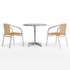 Table ronde en aluminium de 31,5 po avec 2 chaises en rotin beige, intérieur/extérieur (TLH-ALUM-32RD-020BGECHR2-GG)-4