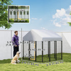 PawHut - Chenil pour chien d’extérieur, enclos en fil soudé avec toit - 6 pi L x 6 pi l x 6 pi H-12 panneaux grillagés soudés comprennent une porte sécurisée et anti-fugue 