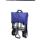 Dura Housewares Thomas Folding Wagon - Blue-Rolls effortlessly across various surfaces, including pavement, wood, gravel, and sand