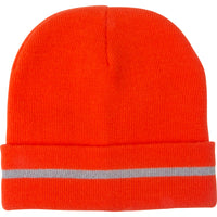 Zenith Safety Products High Visibility Knit Hat with Reflective Stripe - High Visibility Orange - Acrylic - 10 Pack-One size fits all