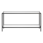 Hudson&Canal Hera 64"W Console Table with Glass Shelf - Blackened Bronze-Tabletop and shelf are made of durable tempered glass