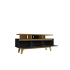 Manhattan Comfort Yonkers 62.99" Mid-Century Modern TV Stand - Black and Cinnamon-Includes 1 Media Hole for Wire and Cable Management
