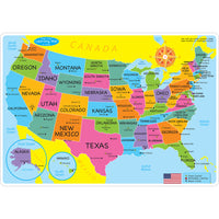 Ashley Productions Smart Poly Learning Mats - 12" x 17" - Double-Sided - U.S. Basic Map - 10 Pack-Heavy duty double-sided surface, no lamination required