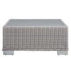 Modway Conway 32" Outdoor Patio Wicker Rattan Coffee Table - Light Grey-Non-Marking Foot Glides