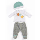 Miniland - Ensemble de pyjama deux pièces en gris pour poupée de 15 pouces - neutre en termes de genre-Couleurs neutres en termes de genre