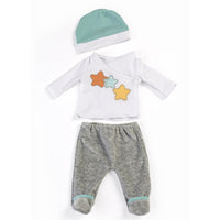 Miniland - Ensemble de pyjama deux pièces en gris pour poupée de 15 pouces - neutre en termes de genre-Couleurs neutres en termes de genre