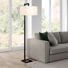 Hudson&Canal - Lampadaire Greyson de 172 cm de haut avec abat-jour en tissu - Bronze noirci/blanc-Dimensions du produit : 14" L x 16" l x 68" H