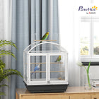 PawHut 30" H Steel Open Top Bird Cage with Removable Tray and Food Container - Dark Grey-0.4" (1 cm) wire spacing prevents birds from getting stuck 