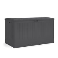 Suncast Extra Large Deck Box - 200 Gal. - Peppercorn-The unique soft close design prevents the lid from closing too quickly and slamming shut. 