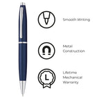 A.T. Cross Calais Ballpoint Pen - Matte Metallic/Midnight Blue-Cross products are unquestionably guaranteed against mechanical failure and all writing instruments are backed by a Lifetime Mechanical Warranty. 