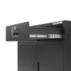 Storemax - Armoire multifonctionnelle horizontale en acier de qualité supérieure avec 2 tiroirs et 2 portes-Avec système de verrouillage à 3 points pour verrouiller les portes doubles, 2 tiroirs avec serrure sur chaque tiroir, un total de trois serrures avec six clés, offrent une sécurité totale