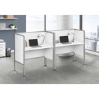 Monarch Specialties 48" L Office Cubicle Desk - White Laminate - Silver Metal-Easy to assemble with illustrated instructions included, this fashionable style and contemporary office cubicle is ideal for focusing on writing, studying, and other work tasks, perfect for commercial offices or school libraries