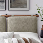Modway Anela Wall-Mounted Chenille Upholstered Queen Headboard - Oatmeal Walnut-Rubberwood Bar