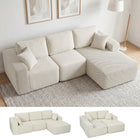 HOMCOM Modular L-Shaped Sectional Sofa with Deep Seat - Cream White-High-density foam ensures lasting comfort and prevents sagging  