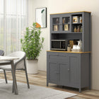 HOMCOM - Armoire de cuisine 71 po avec étagères réglables et porte en verre - gris-Les étagères réglables vous permettent de stocker des objets plus volumineux, sans vous soucier de leur adaptation 