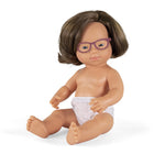Miniland Educational Baby Doll Caucasian Girl with Down Syndrome With Glasses 15" - Polybagged-Special needs doll