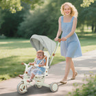 Qaba - Tricycle 7 en 1 pour tout-petits avec poignée parentale réglable et amovible - blanc crème-Le harnais à 5 points et la barre de protection amovible assurent la sécurité de votre bébé 