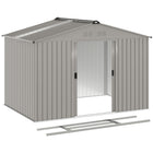 Outsunny 9' x 6' Garden Storage Shed with Foundation Kit-Double sliding doors for easy access
