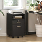 Vinsetto 2-Drawer Letter/A4 Filing Cabinet with Lock - Black-5 universal wheels ensure easy movement, 2 of them are armed with brakes for safety
