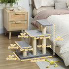 PawHut - Escalier pour chien à 3 niveaux avec poteaux à griffer en sisal pour petit animal - blanc et gris-Recouvert d'un tissu peluche doux, offrant du confort aux animaux 