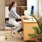 HOMCOM Ergonomic Kneeling Posture Chair with Wheels - Dark Grey-Covered in breathable linen-look fabric, offering comfort in all seasons