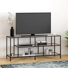 Hudson&Canal - Meuble TV Winthrop avec étagères en verre pour téléviseurs jusqu'à 60 pouces - Bronze noirci-Fabriqué à partir de matériaux robustes en métal et en verre dans une finition en bronze noirci fabriquée à la main