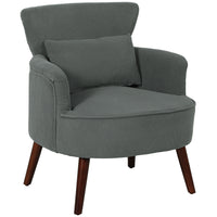 HOMCOM Accent Chair with Solid Wood Legs for Living Room - Grey-7.1" (18 cm) thick foam seat, S springs and elastic bands provide reliable seat support 
